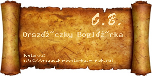 Orszáczky Boglárka névjegykártya