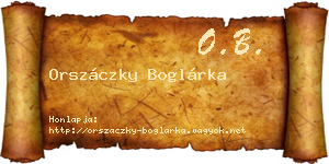 Orszáczky Boglárka névjegykártya